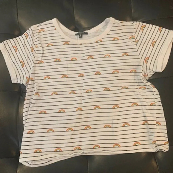 Love Peace & Lazy Days rainbow white t-shirt L EUC - Picture 1 of 3